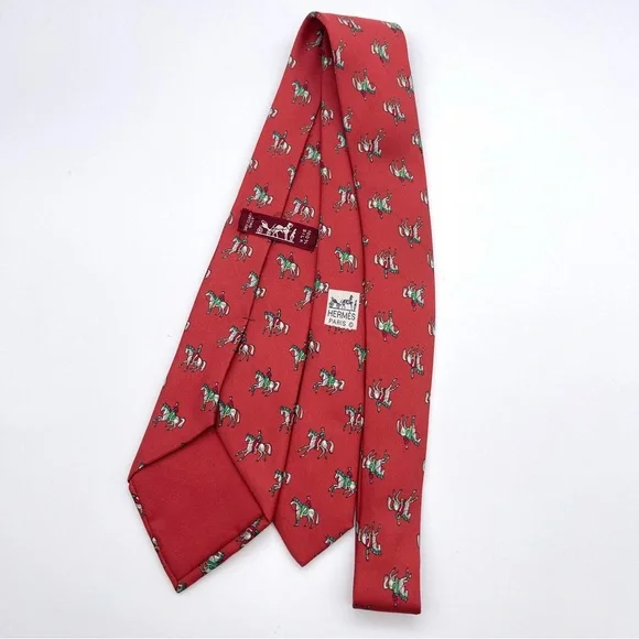 Vintage Hermes Equestrian Show Horse Pure 100% Silk Tie Made in France 7371PA - Picture 12 of 16